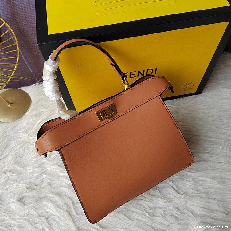 Affordable HOT Fendi Petite Nappa In Bag Leather Brown Peekaboo ISeeU 0801